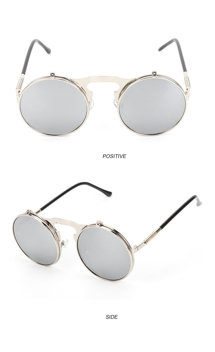 New Vintage Round Steampunk Sunglasses Flip-Up UV Protection Metal Frame Men And Women Summer Cycling Sun Glasses New Vintage Round Steampunk Sunglasses Flip-Up UV Protection Metal Frame Men And Women Summer Cycling Sun Glasses