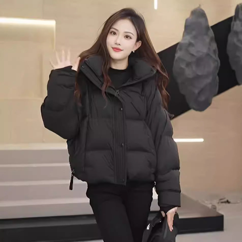 Women's Short Cotton Jacket Hooded Loose Coat Women's Short Cotton Jacket Hooded Loose Coat