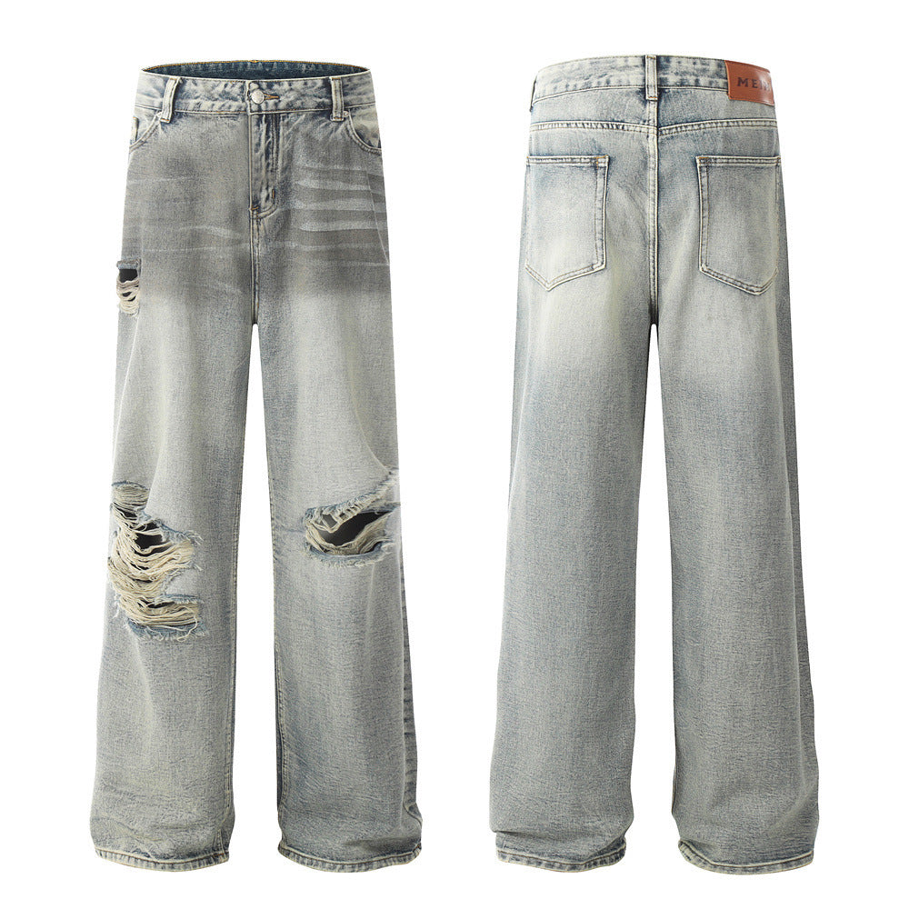 Gradient Washed Ripped Jeans For Men Gradient Washed Ripped Jeans For Men