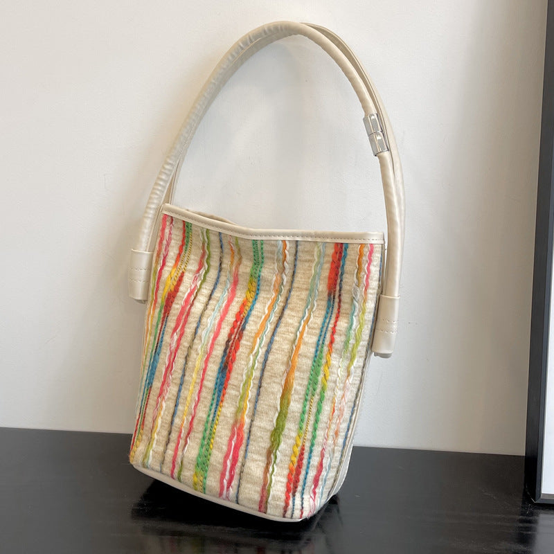 Canvas Bucket Bags For Women Summer Popular New Fashion Color Contrast Canvas Bucket Bags For Women Summer Popular New Fashion Color Contrast