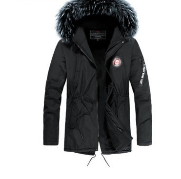Winter new warm casual men's cotton coat thick long hair fur collar coat Winter new warm casual men's cotton coat thick long hair fur collar coat