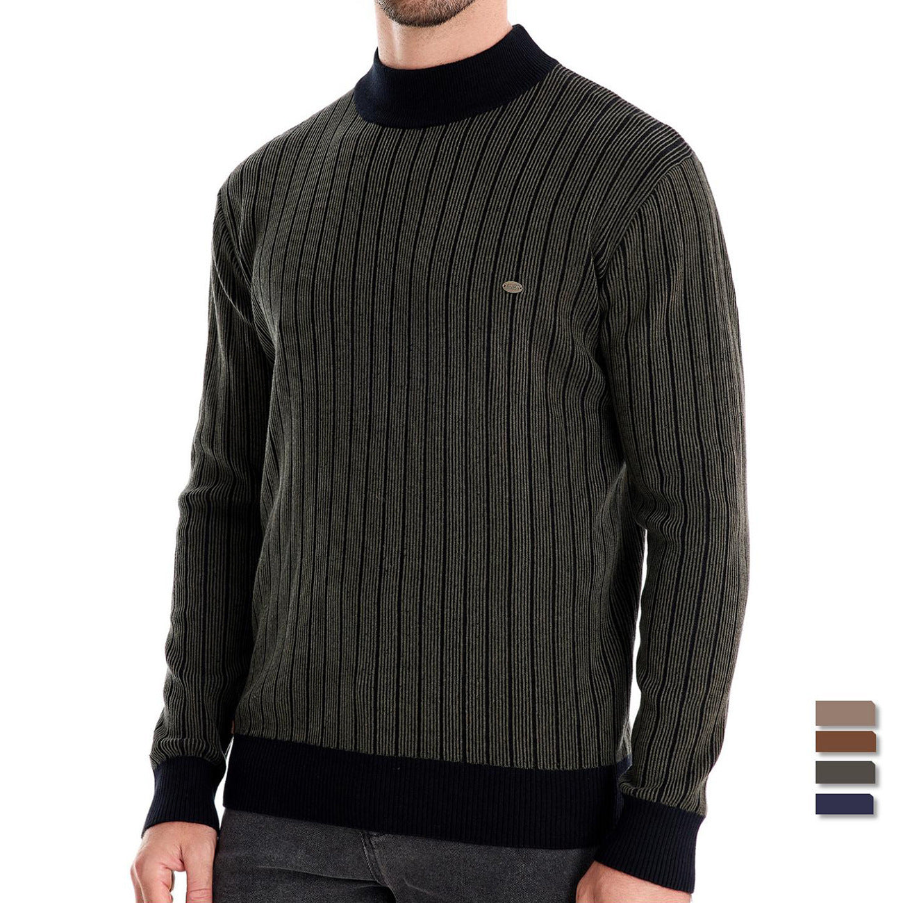 Half Turtleneck Slim Striped Top Fashion Men's Pullovers Half Turtleneck Slim Striped Top Fashion Men's Pullovers