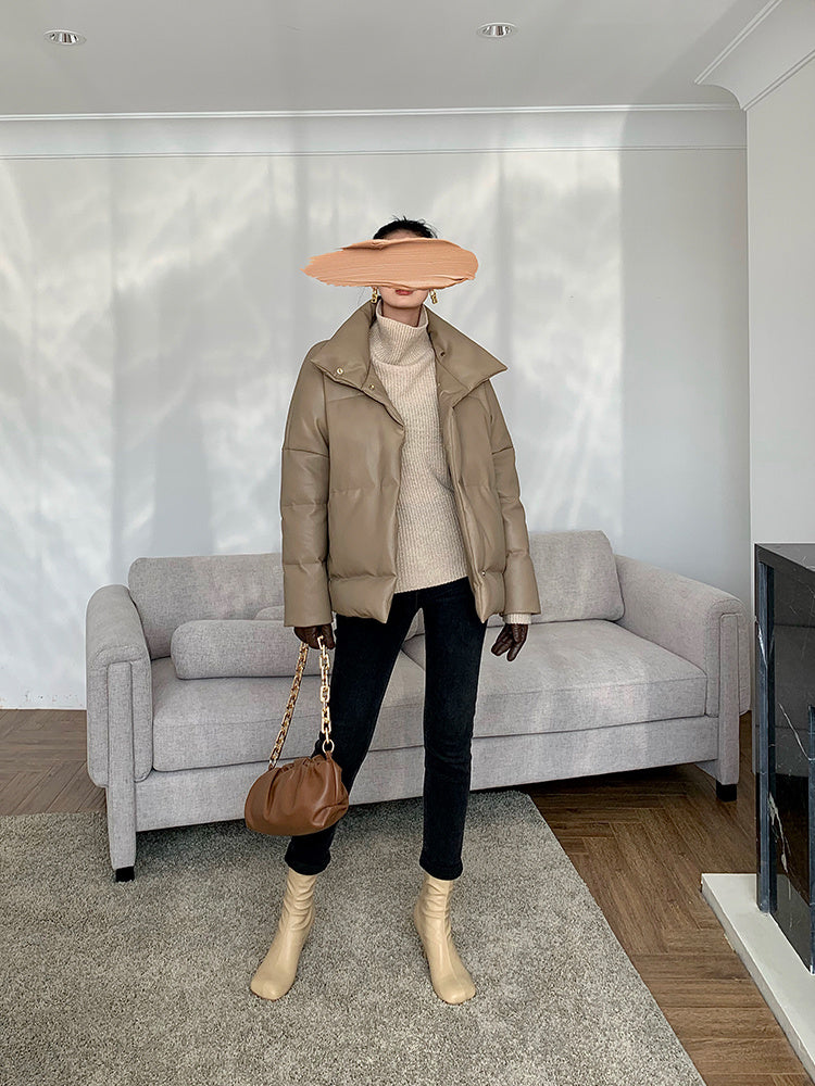 Khaki Short Down Jacket For Women Khaki Short Down Jacket For Women