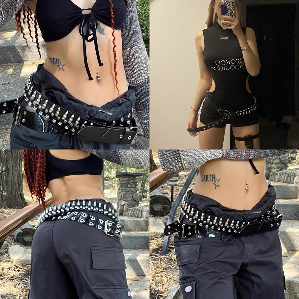 Rivet Belt Rock Trend Punk Bullet Black Belt Men And Women Personality Fashion Hip-hop Accessories Rivet Belt Rock Trend Punk Bullet Black Belt Men And Women Personality Fashion Hip-hop Accessories
