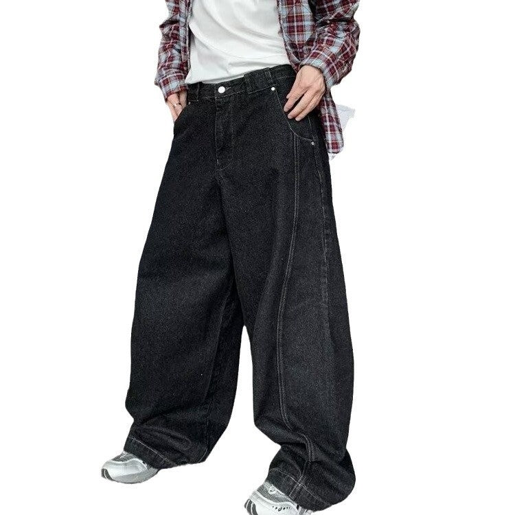Washed Distressed Loose Wide Leg Jeans Street Men Washed Distressed Loose Wide Leg Jeans Street Men
