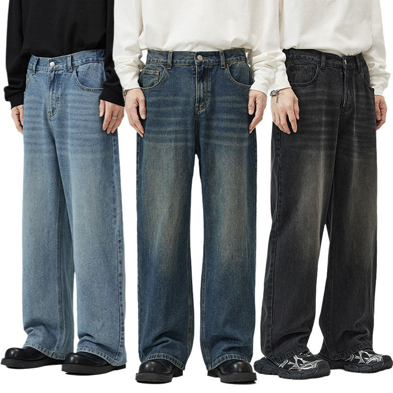 Men And Women Washed-out Vintage Wide-leg Pants Men And Women Washed-out Vintage Wide-leg Pants