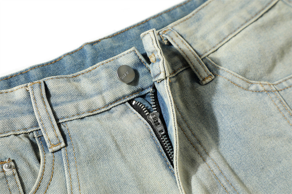 Washed Bright White Straight Jeans For Men Washed Bright White Straight Jeans For Men