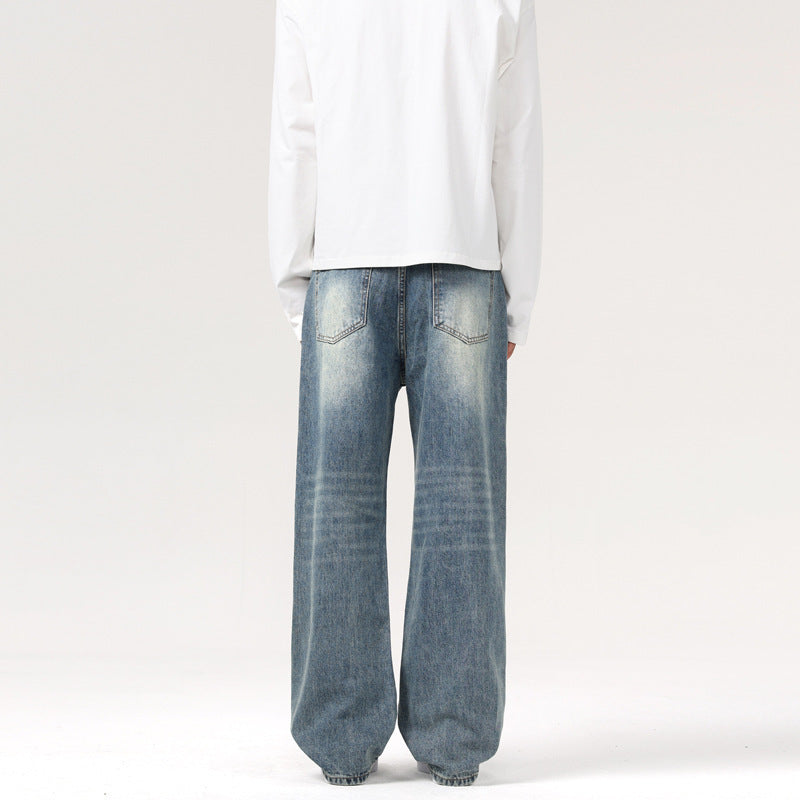 Design Texture Straight Jeans Men And Women Loose Design Texture Straight Jeans Men And Women Loose