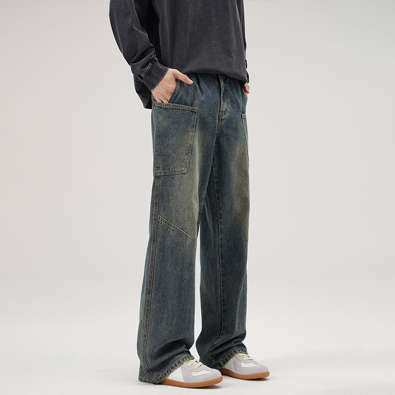 Men's Retro Multi-pocket Workwear Jeans Fashion Brand Straight Casual Trousers Men's Retro Multi-pocket Workwear Jeans Fashion Brand Straight Casual Trousers