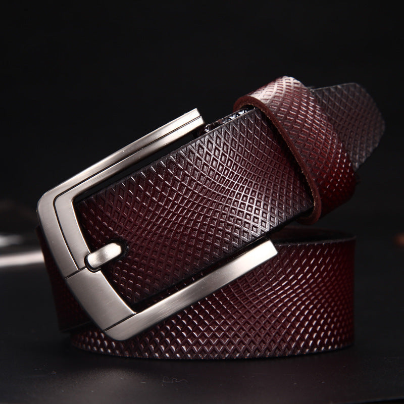 Men's Vintage Cowhide Belt Mesh Embossed Pin Buckle Casual Pants Belt Men's Vintage Cowhide Belt Mesh Embossed Pin Buckle Casual Pants Belt