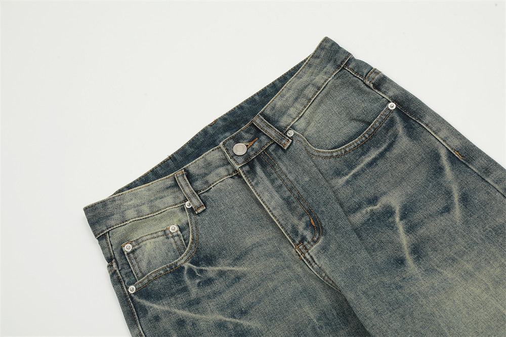 Fashion American Retro Washed Worn Jeans Men Fashion American Retro Washed Worn Jeans Men