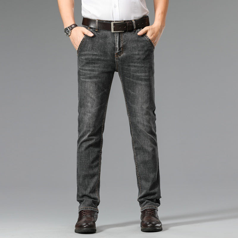 Straight Elastic Anti-theft Zipper Business Casual Denim Men's Pants Straight Elastic Anti-theft Zipper Business Casual Denim Men's Pants