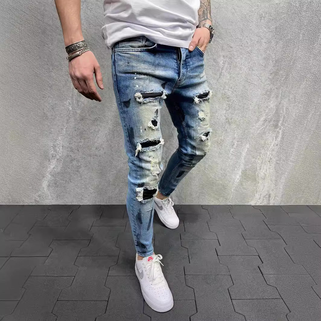 Men's Versatile Casual Slim Ripped Jeans Men's Versatile Casual Slim Ripped Jeans