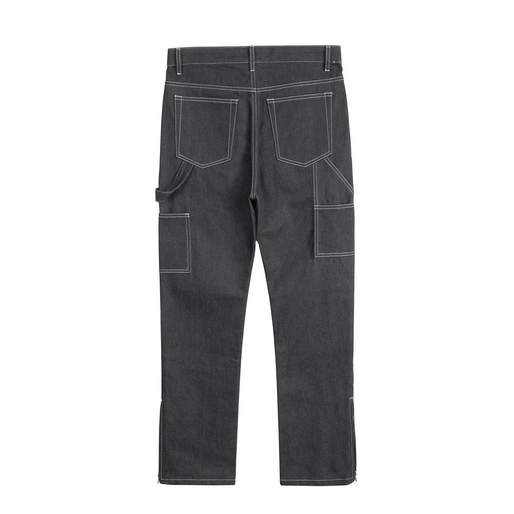 Pressure Line Denim Straight-leg Pants Men's Slim Fit Feet Pressure Line Denim Straight-leg Pants Men's Slim Fit Feet