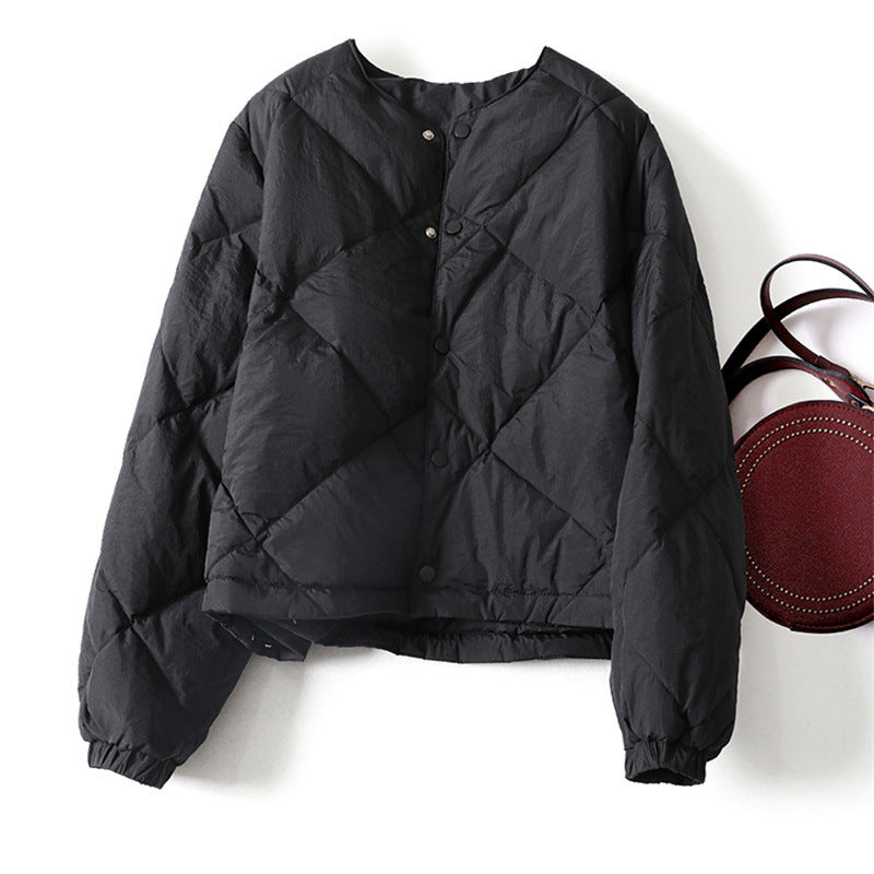 Gray Lattice Short Cotton Jacket Women Gray Lattice Short Cotton Jacket Women