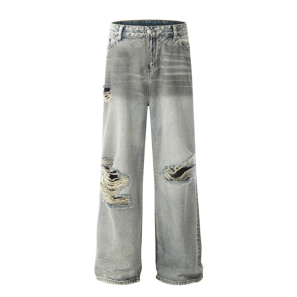 Gradient Washed Ripped Jeans For Men Gradient Washed Ripped Jeans For Men