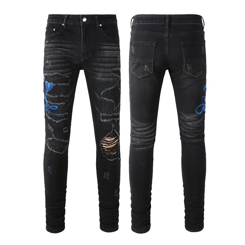 Embroidered One Piece Dropshipping Patch Skinny Jeans For Men Embroidered One Piece Dropshipping Patch Skinny Jeans For Men