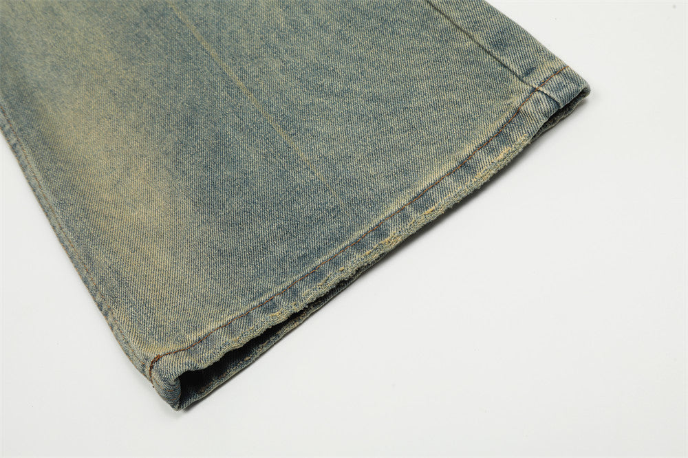 Heavy Industry Washing Hole Denim Trousers Men Heavy Industry Washing Hole Denim Trousers Men
