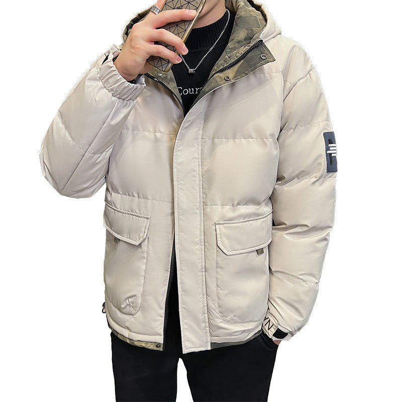 Hooded Cotton-padded Coat Men's Down Hooded Cotton-padded Coat Men's Down