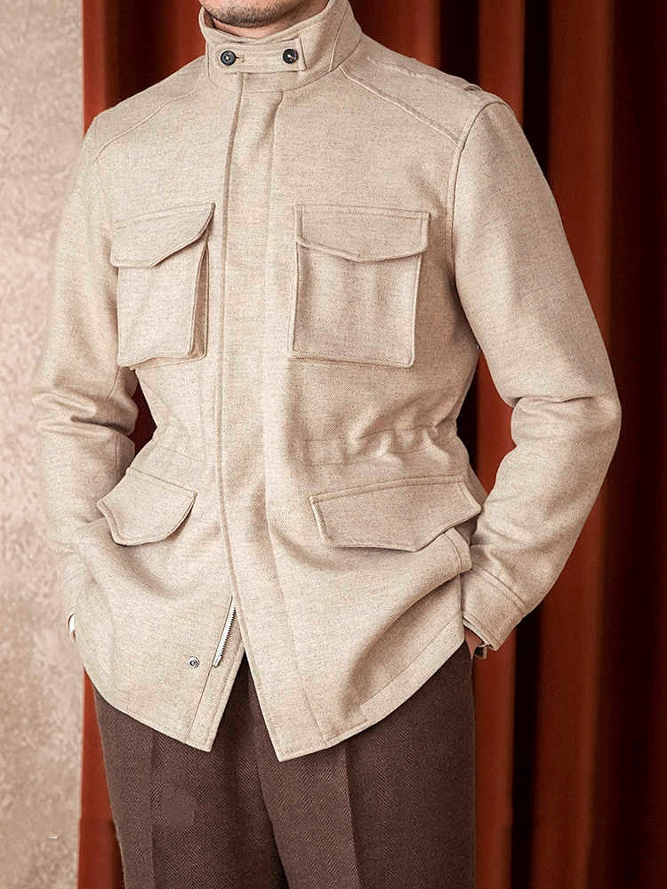 Wool Safari Jacket Jacket Casual Slim Jacket Men Wool Safari Jacket Jacket Casual Slim Jacket Men