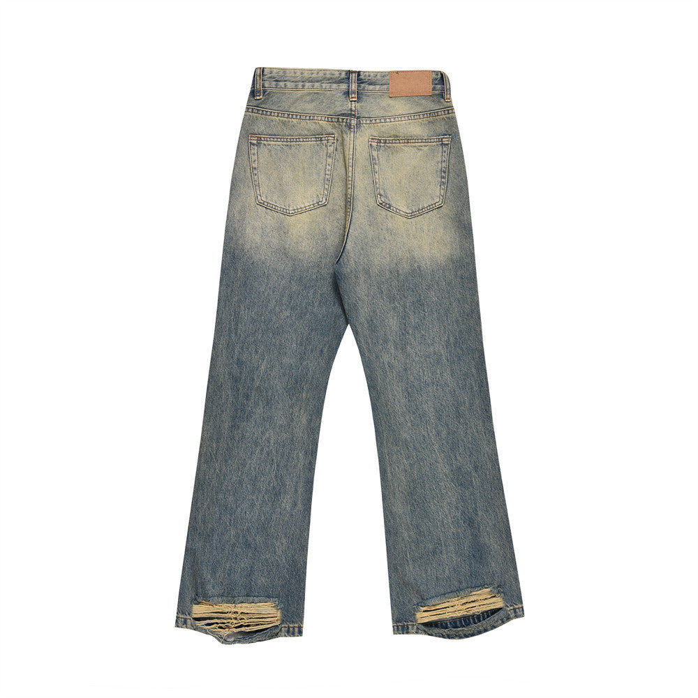 Washed Yellow Faded Jeans For Men Washed Yellow Faded Jeans For Men