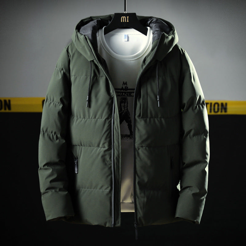 Men's Hooded Thick Solid Color Slim Casual Cotton Coat Men's Hooded Thick Solid Color Slim Casual Cotton Coat