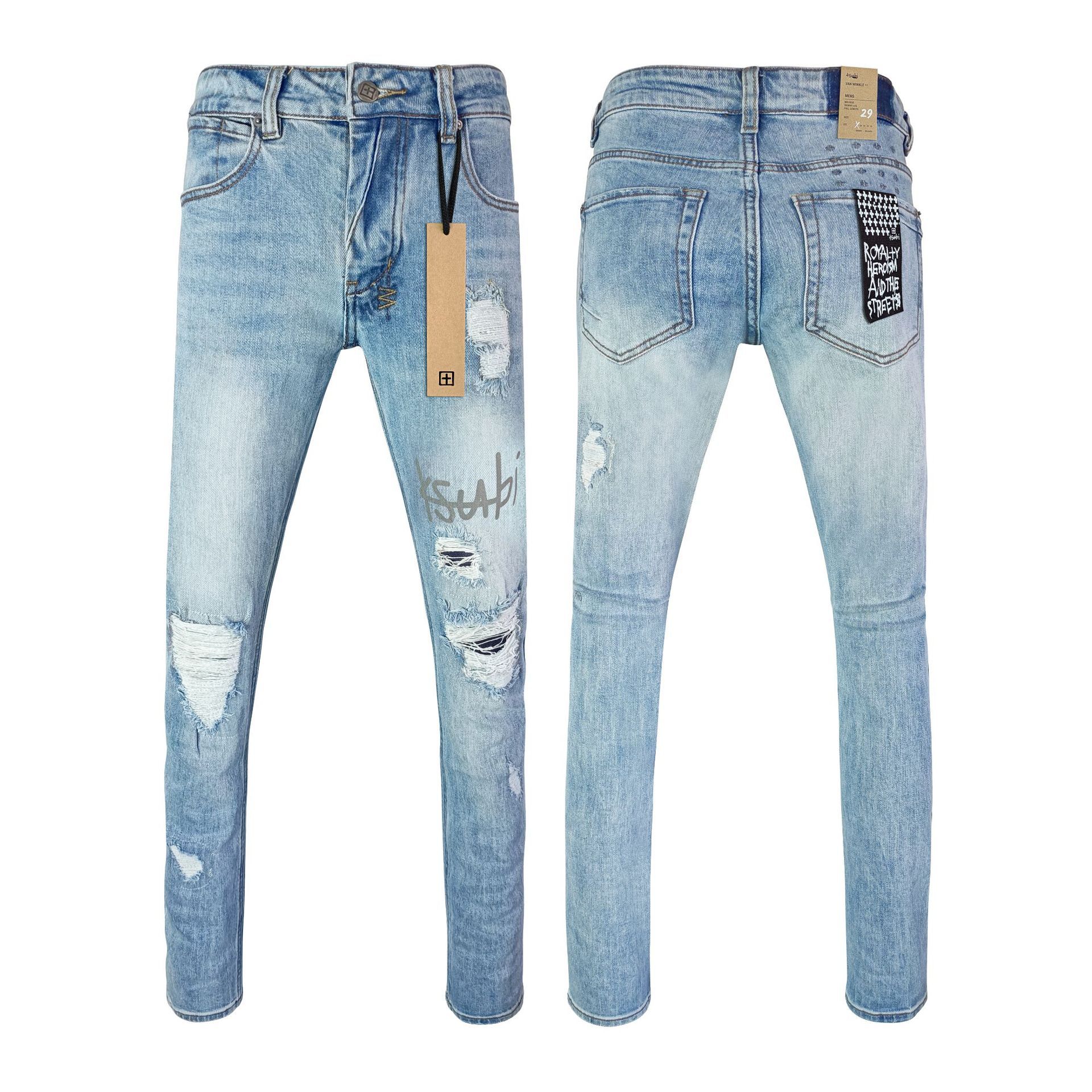 Straight Ripped Stretch American High Street Casual Men's Jeans Straight Ripped Stretch American High Street Casual Men's Jeans