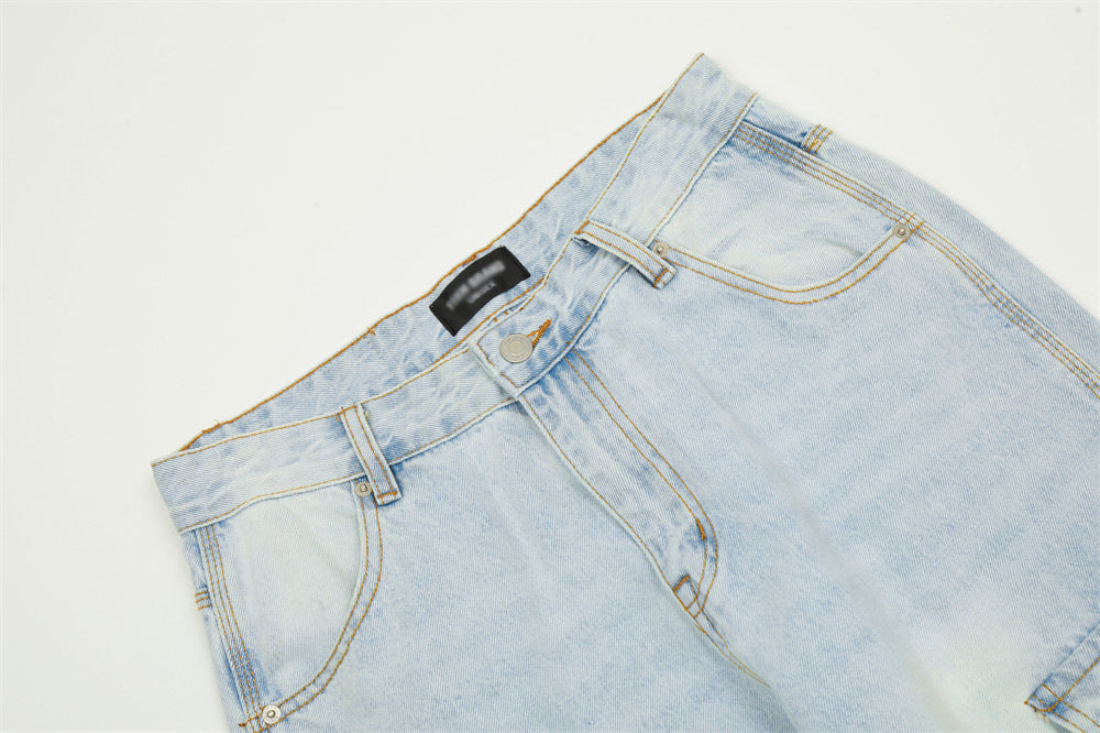 Wash Light Color Cargo Jeans Men Wash Light Color Cargo Jeans Men