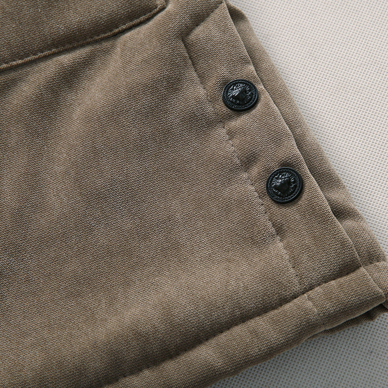 New Plush Men's Hooded Cotton Coat Medium Length New Plush Men's Hooded Cotton Coat Medium Length