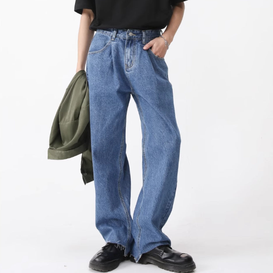 Retro Casual Irregular Slit Simple Jeans Retro Casual Irregular Slit Simple Jeans