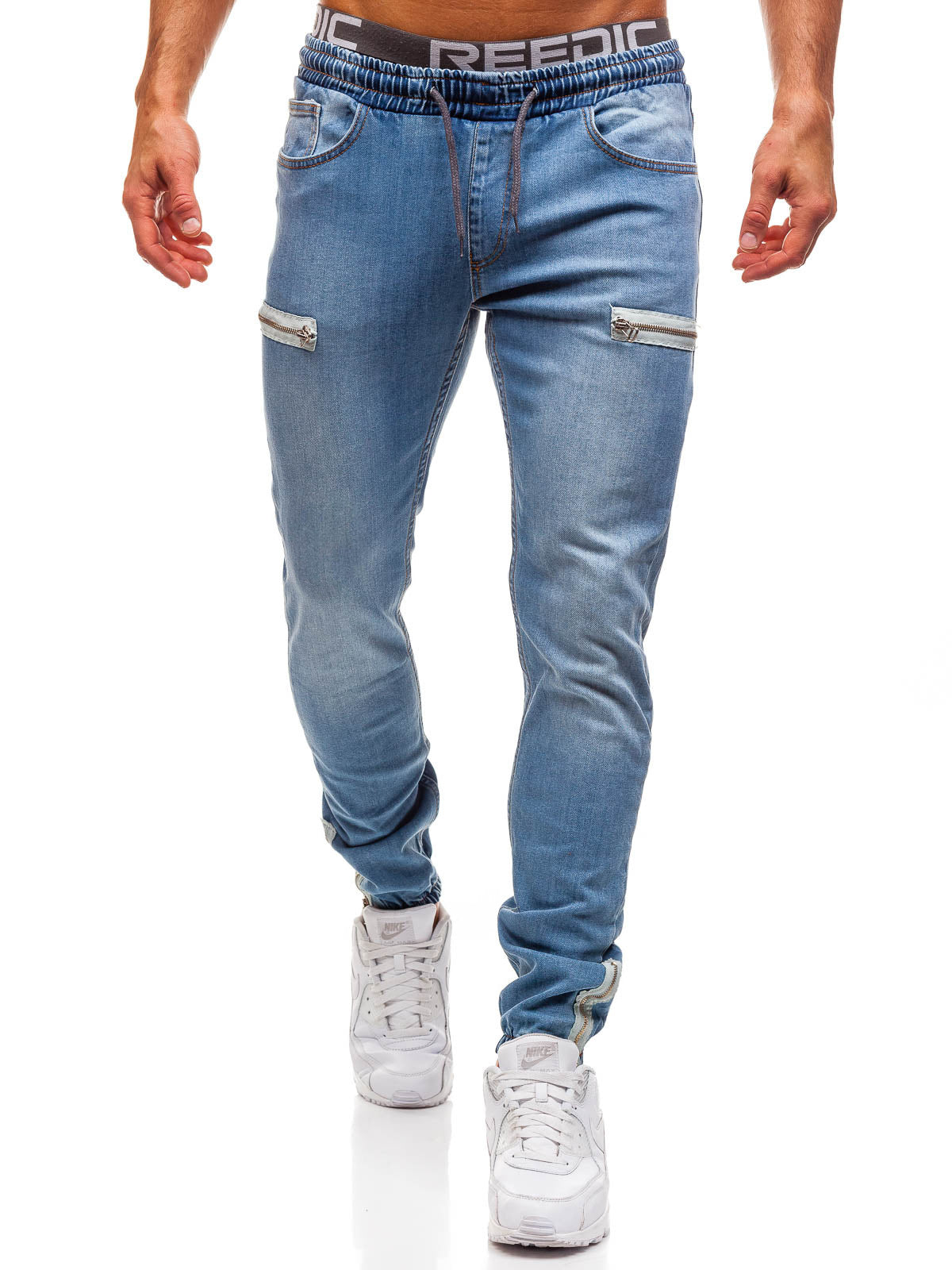 European And American Men's Denim Fabric Casual Frosted Zipper Design Sports Jeans Men European And American Men's Denim Fabric Casual Frosted Zipper Design Sports Jeans Men