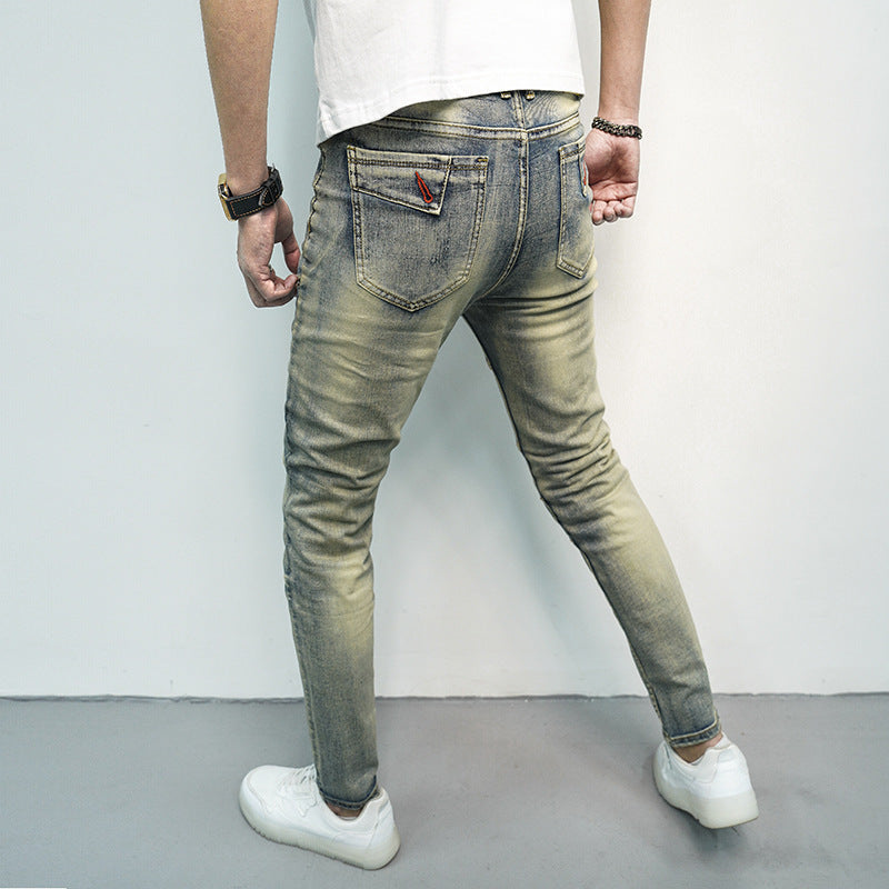 Spring And Summer All-matching Elastic Stitching Skinny Fashion And Handsome Zipper Decorations Men's Jeans Spring And Summer All-matching Elastic Stitching Skinny Fashion And Handsome Zipper Decorations Men's Jeans