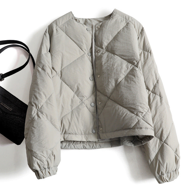 Gray Lattice Short Cotton Jacket Women Gray Lattice Short Cotton Jacket Women