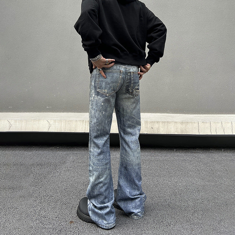 Men's Loose Wide-leg Pants Denim Dirty And Dyed With Waste Soil Men's Loose Wide-leg Pants Denim Dirty And Dyed With Waste Soil
