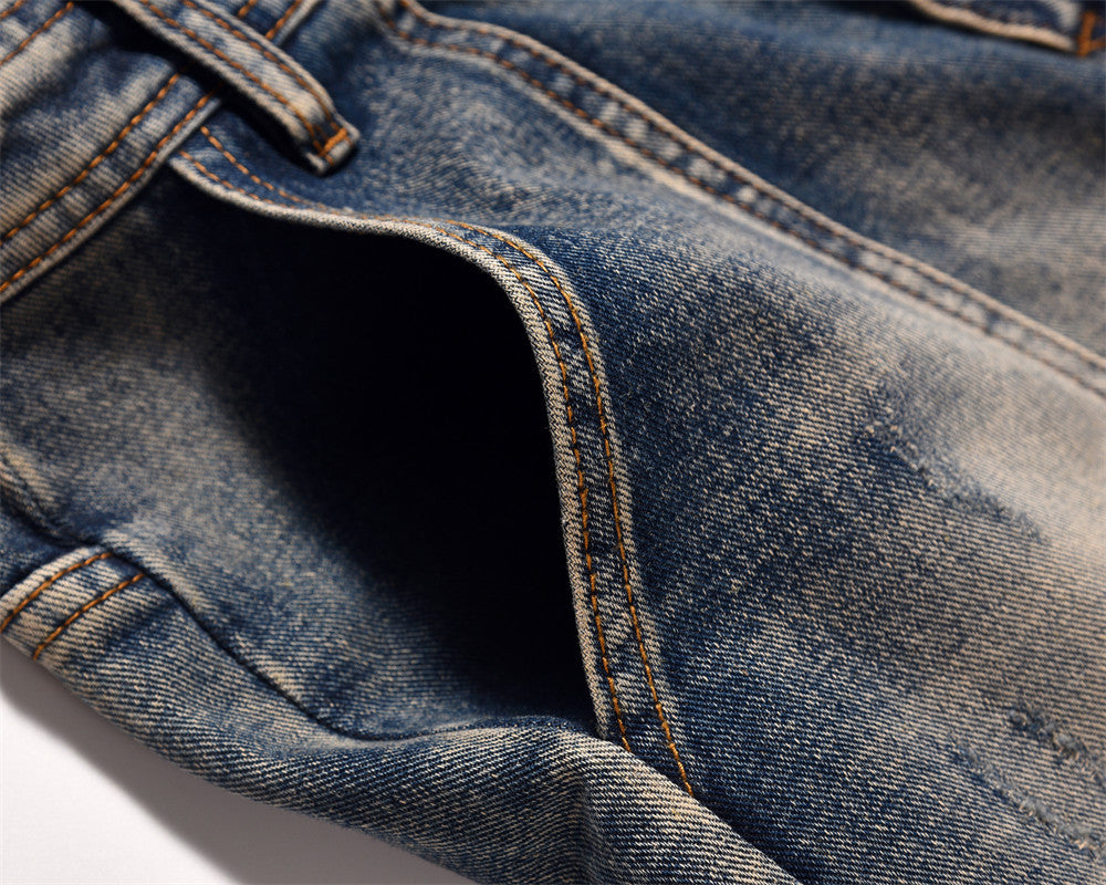 Fashion Personalized Washed Worn Jeans Men Fashion Personalized Washed Worn Jeans Men