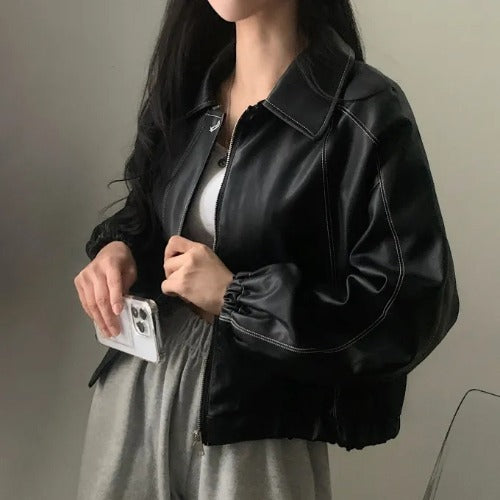 Fashion And Handsome Leather Coat Women Fashion And Handsome Leather Coat Women