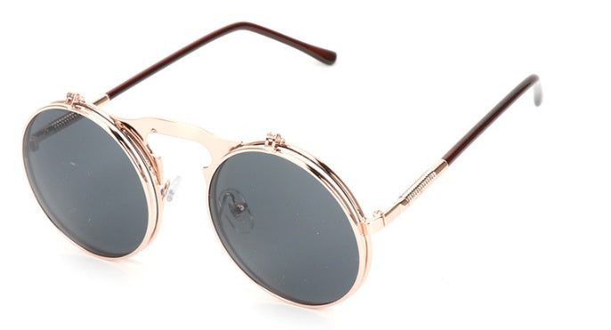 New Vintage Round Steampunk Sunglasses Flip-Up UV Protection Metal Frame Men And Women Summer Cycling Sun Glasses New Vintage Round Steampunk Sunglasses Flip-Up UV Protection Metal Frame Men And Women Summer Cycling Sun Glasses