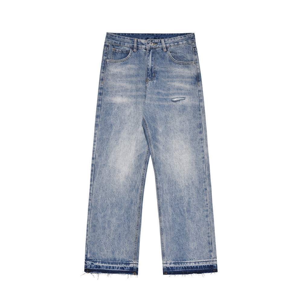 Washing Water Raw Hem Jeans Men Washing Water Raw Hem Jeans Men
