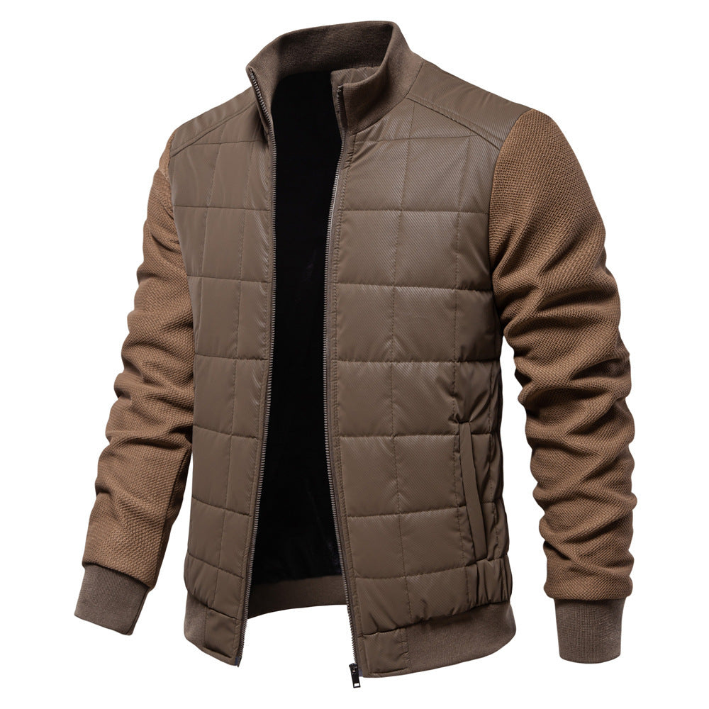 Fashion Stitching Coat Winter Personality Stand Collar Zipper Jacket Men's Clothing Fashion Stitching Coat Winter Personality Stand Collar Zipper Jacket Men's Clothing