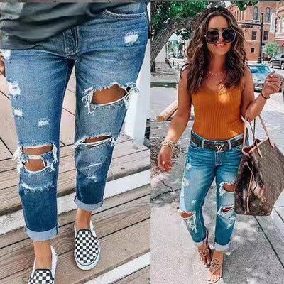 Ripped jeans personality women Ripped jeans personality women