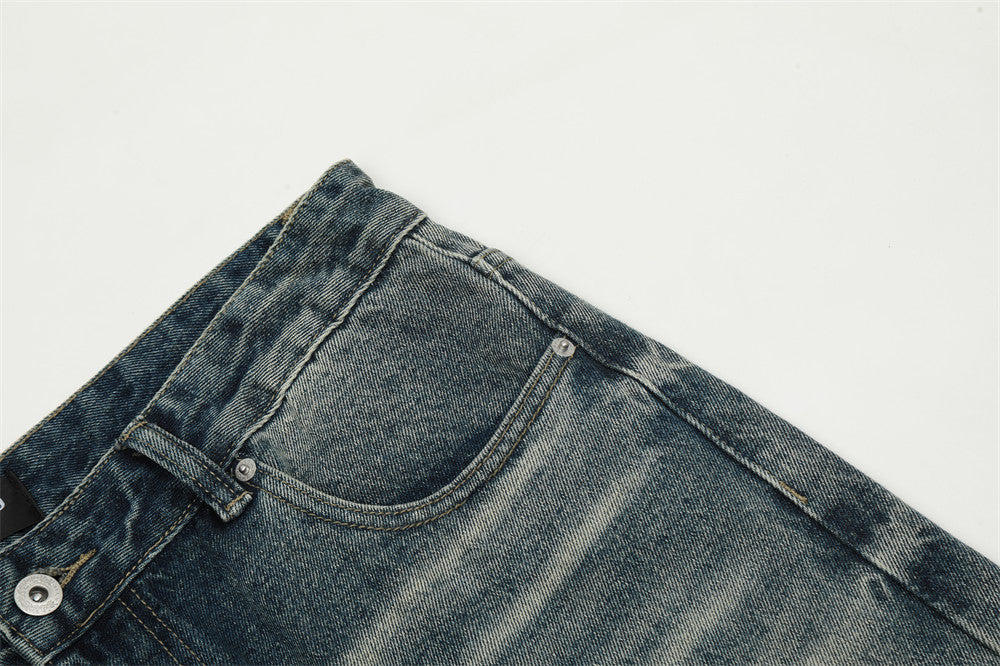 Distressed Washed Straight Jeans For Men Distressed Washed Straight Jeans For Men