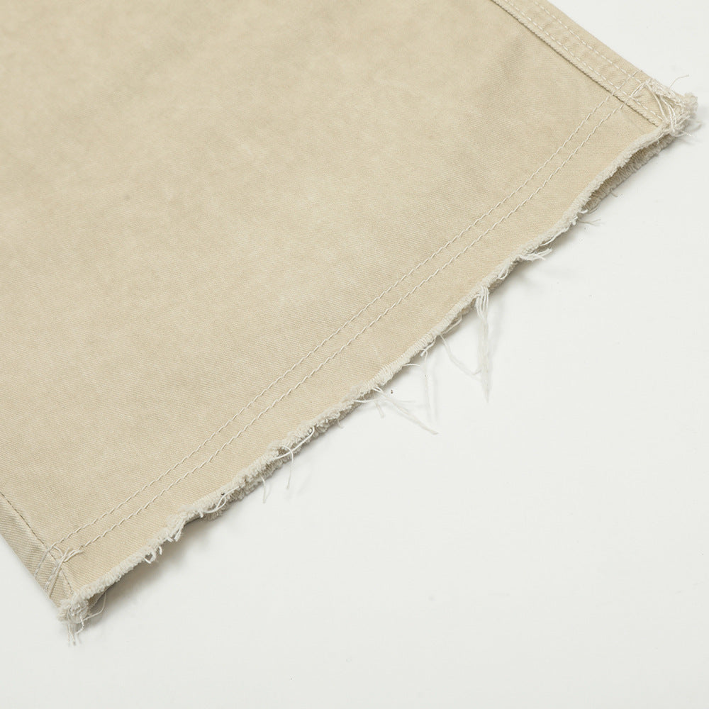 Washed Raw Edge Wide-leg Jeans Men Washed Raw Edge Wide-leg Jeans Men