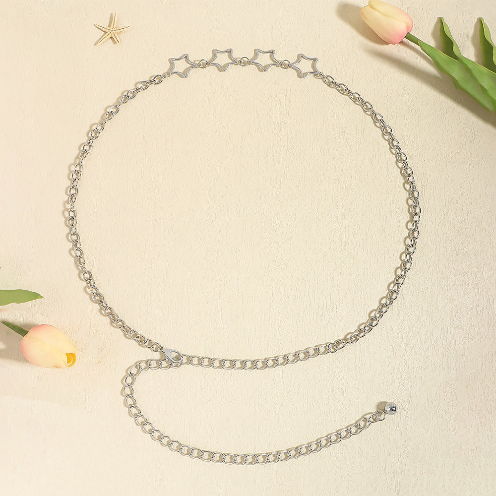 Simple Fashion Men And Women Star Metal Waist Chain Sexy Cutout Five-pointed Star Body Chain Jeans Dress Accessories Simple Fashion Men And Women Star Metal Waist Chain Sexy Cutout Five-pointed Star Body Chain Jeans Dress Accessories