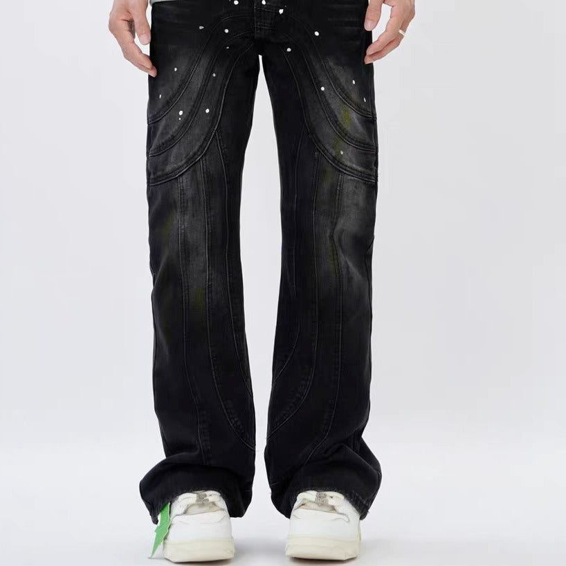 Men's Design Stitching Jeans Loose Men's Design Stitching Jeans Loose