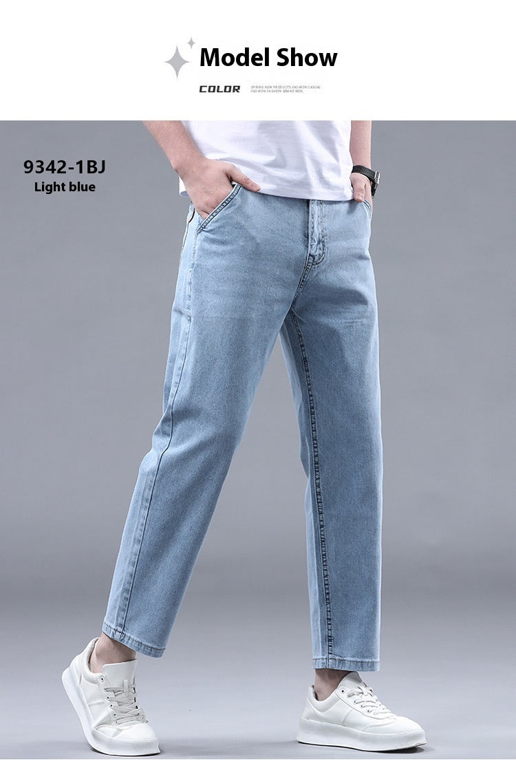 Men's Slim Fit Cropped Casual Light-colored Jeans Men's Slim Fit Cropped Casual Light-colored Jeans
