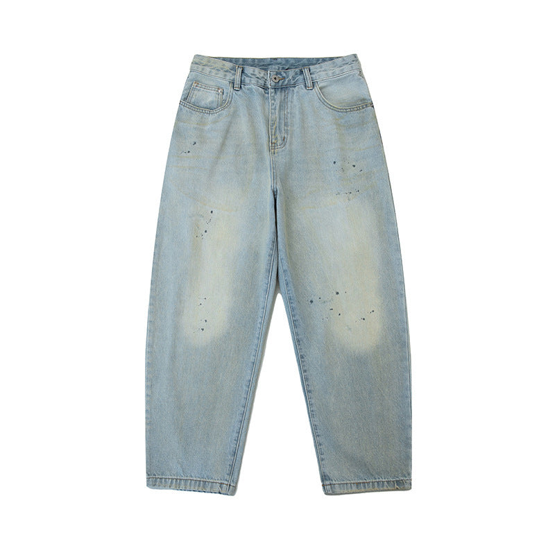 Paint Point Washed Light Blue Jeans For Men Paint Point Washed Light Blue Jeans For Men