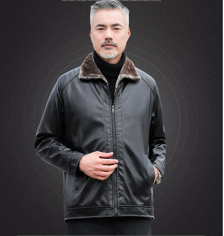 Winter Middle Aged Men PU Wallet Jacket Winter Middle Aged Men PU Wallet Jacket
