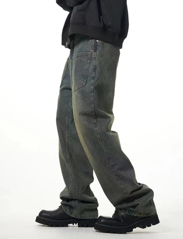Men's Washed Distressed Drooping Straight Casual Jeans Men's Washed Distressed Drooping Straight Casual Jeans