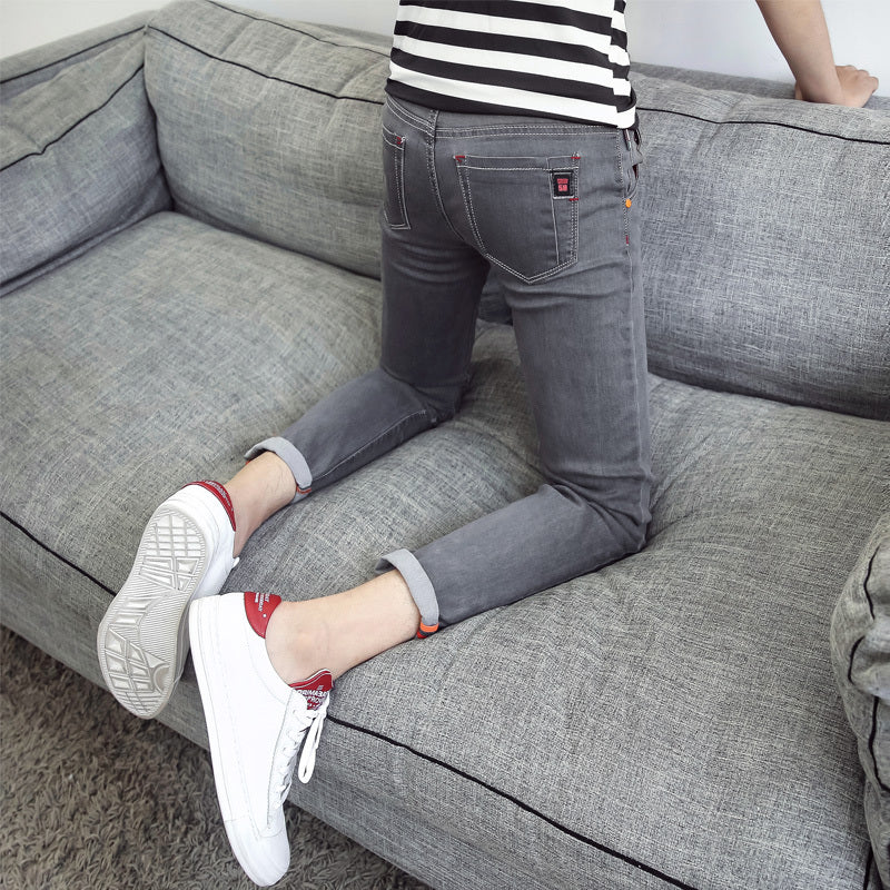 Autumn black ripped ankle jeans men Autumn black ripped ankle jeans men