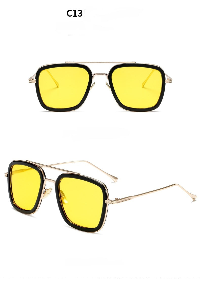 New Fashion Sunglasses Men Metal Square Iron Glasses New Fashion Sunglasses Men Metal Square Iron Glasses